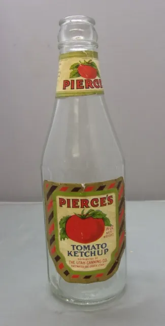 c1920's Pierce's 14 oz. Tomato Ketchup Bottle Utah Canning Co. Ogden, UT