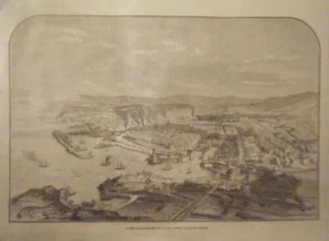 GRAVURE SUR BOIS 19ème MARSEILLE VILLE PORT JOLIETTE VUE PRISE DES CATALANS