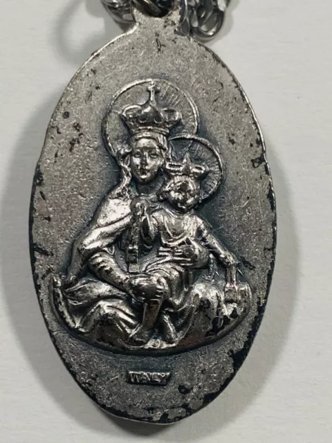 VINTAGE CATHOLIC ST Anne & Sacred Heart of Jesus Silver Necklace Made ...