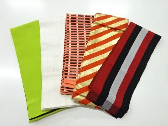 80884# Japanese Kimono / Antique Hanhaba Obi / Set Of 5