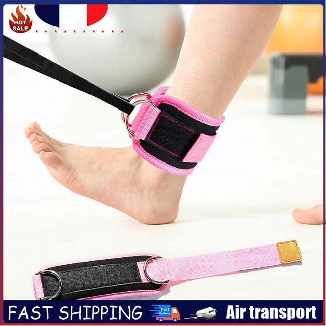 Fitness Ankle Straps D-Ring Foot Support Cuffs Sports Feet Guard (Pink) ~