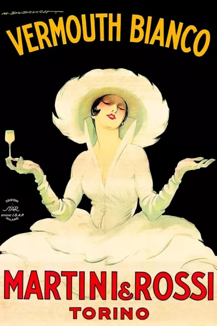 Poster Manifesto Locandina Pubblicitaria Stampa Vintage Vermouth Martini Drink