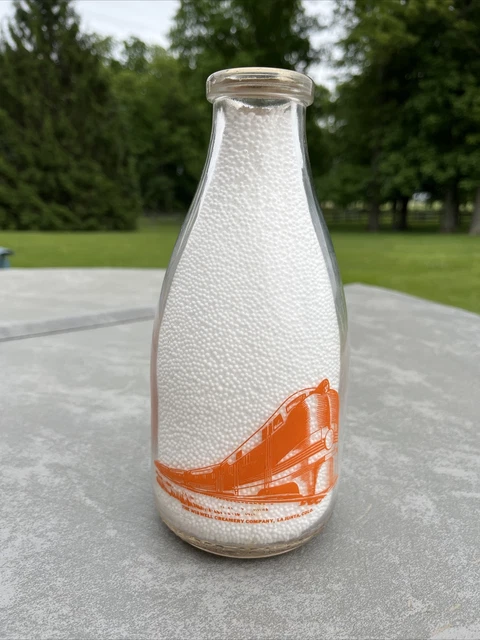 WISEWELL CREAMERY CO. La Junta Colorado MILK BOTTLE Qt Org Pyro Nice Train!