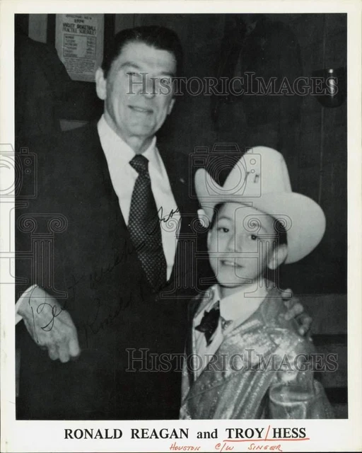 Press Photo Ronald Reagan & Troy Hess, Houston Country-Western Singer