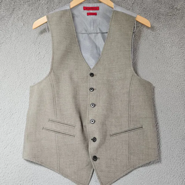 John Varvatos Vest Mens Size 38 Grey Wool Blend Suit 6 Button Pocket Waistcoat