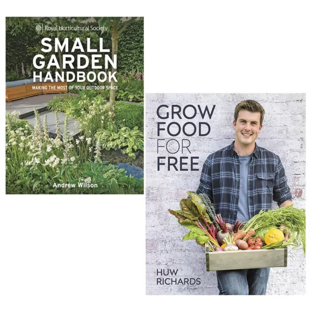 RHS Small Garden Handbook Andrew Wilson, Grow Food for Free 2 Books Set