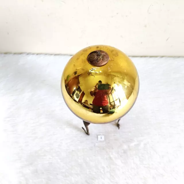 Antico Tedesco 5 " Kugel D'Oro Rotondo Natale Ornamento Originale da Collezione