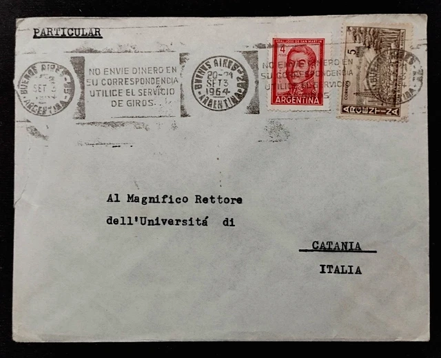 Argentina 1964 Special Delivery Cover B. Aires to Catania, Italy, Dual Franking