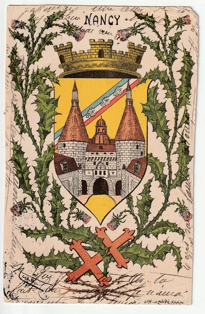 NANCY - CPA 54 - Nancy Remembrance Card - Lorrain Litho Craffe and Thistle Holder