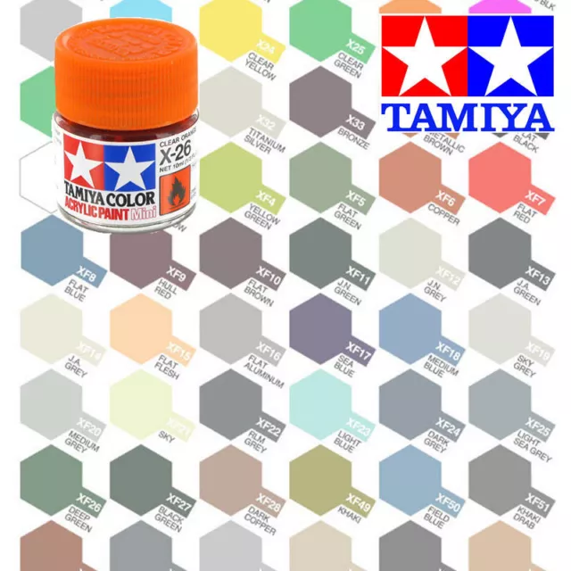 Tamiya Acrylic Paint Pot 10ml X-1 to X-35 Choose your colour - Model Paint Jars