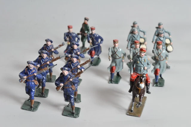 Lot de 25 soldats de plomb moulés jouets militaires non