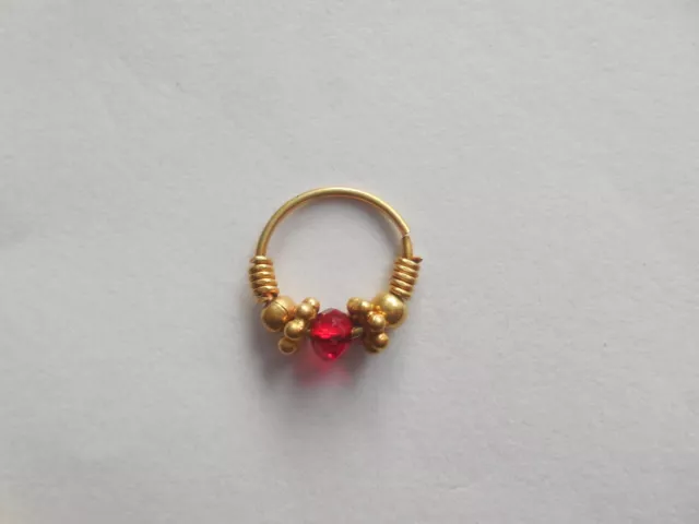 Anillo de nariz con cuentas rojas chapado en oro, joyería de moda, Piercing...