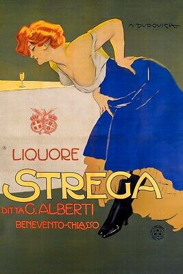 Poster Manifesto Locandina Pubblicitaria Stampa Vintage Liquore Strega Benevento