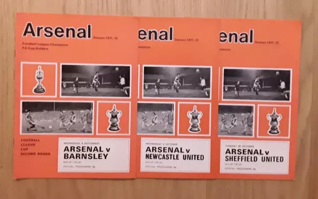 Arsenal 1971/72 Home League Cup Programmes select from menu