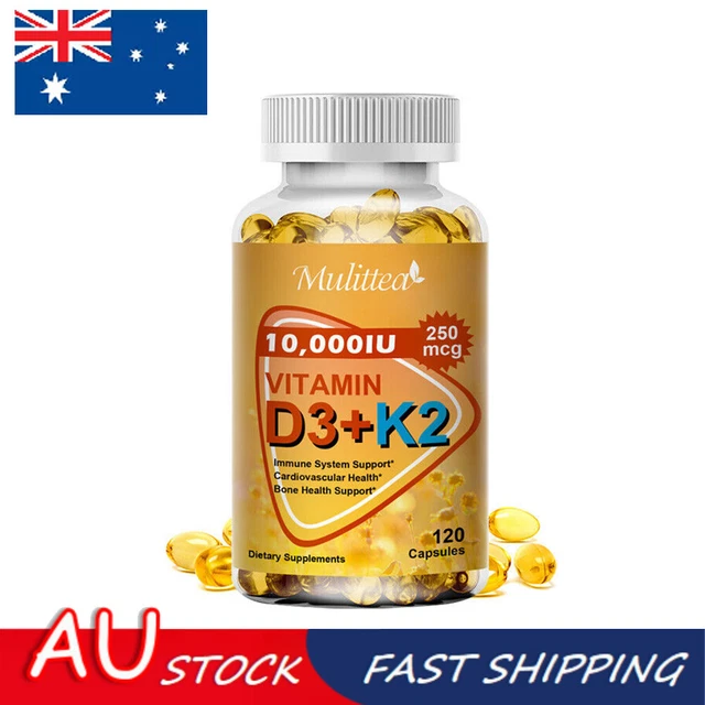 Vitamin D3+K2 Capsule 10000IU - Supports Immune Health,Heart Health,Bones,Muscle