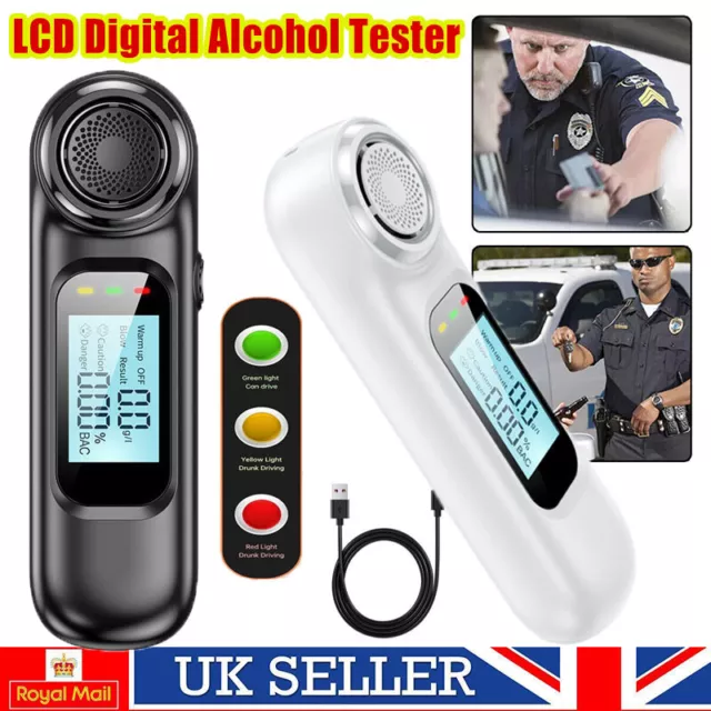 Rechargeable LCD Digital Breath-Alcohol Tester Breathalyser Police Analyzer UK