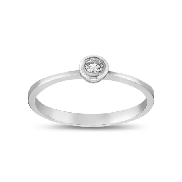 Damenring Diamantring 0.05 ct Verlobungsring Solitärring aus 585/-14kt Weißgold