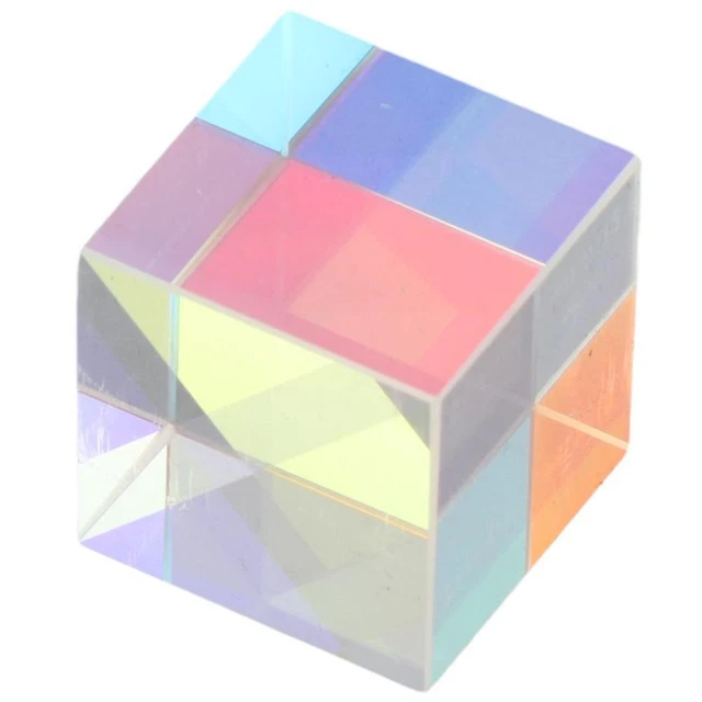 Prisma de cubo X dicroico transparente prisma de luz pequeña física y decoración