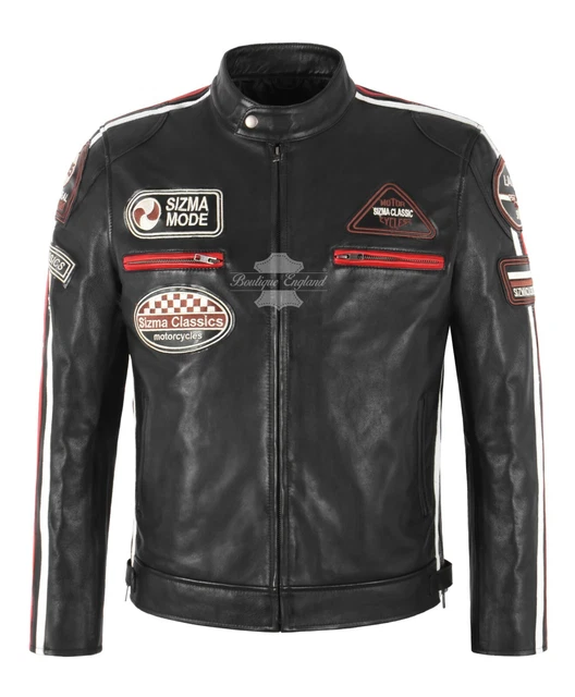 Giacca da moto in vera pelle con borchie Rock, punk, gotico, da uomo, colore: viola/nero, Nero , XXS