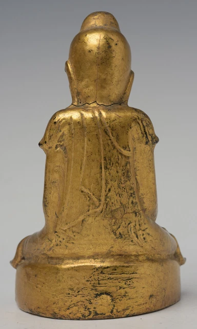 19th Century, Mandalay, Antique Burmese Wooden Seated Lotus Buddha 8