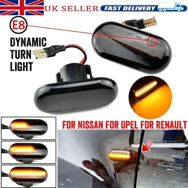 BLACK SMOKED LENS Side Indicator LED Repeater Light Fit Vauxhall Vivaro