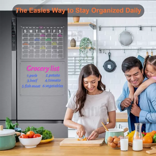 Magnetic Monthly Calendar Whiteboard for Fridge: Acrylic Planner Board Kit 2