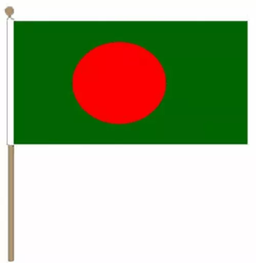 Pack Of 12 Bangladesh (9" x 6") Hand Waving Flags