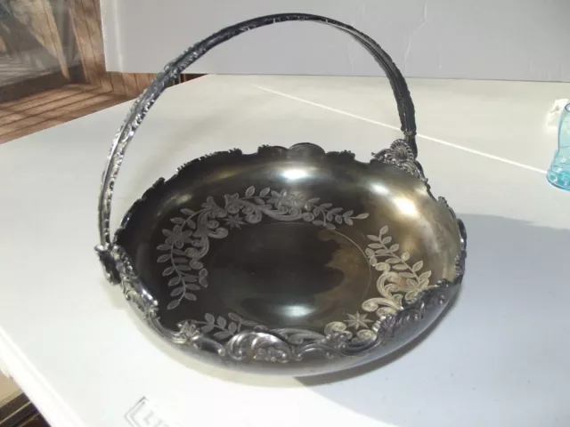 Antique Silverplate metal Bride Basket Victorian Rockford Illinois 1875 repousse