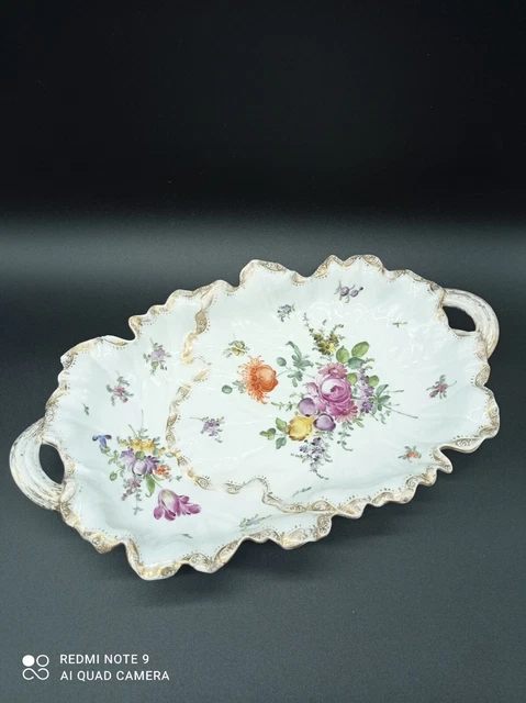Helena Wolfsohn Dresden Porcelaine De Saxe Plat À 2 Anses XIXÈME DLG Meissen