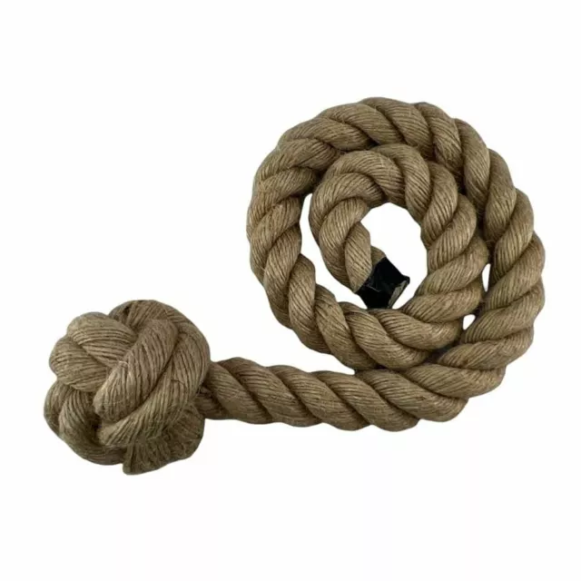 Cuerda de cubierta de yute natural de 36 mm con nudo de cuerda de hombre x 2,5 m y taza de latón antigua 3