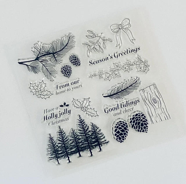 4 Christmas Clear Stamps-Xmas Images Transparent Stamp, Sentiments/Messages