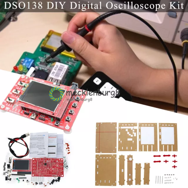 DSO138 Dual Alligator Clip Digital Oscilloscope 2.4" TFT+Probe Welded/Assembled