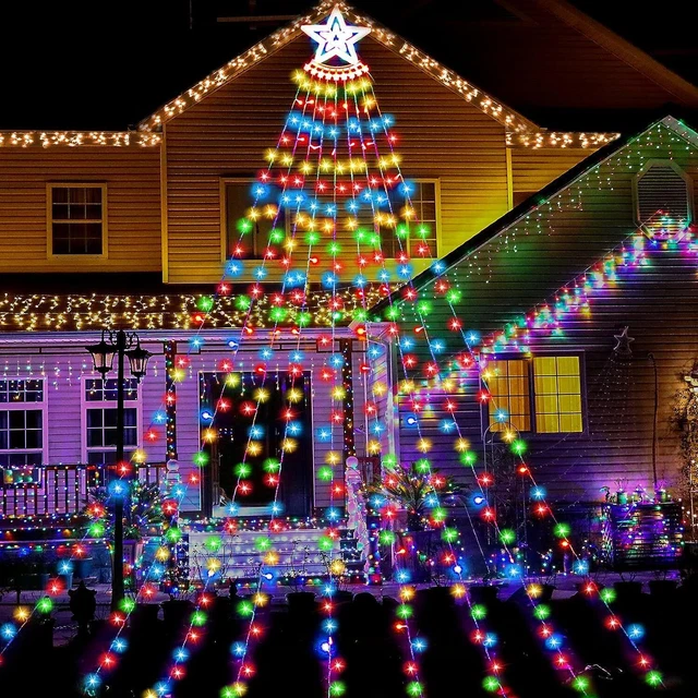 350 LED Christmas Tree Waterfall Fairy String Lights Multi-color Indoor Outdoor