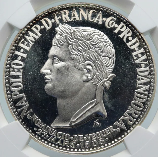 1964 ANDORRA Napoleon Bonaparte VINTAGE Proof Silver 50 Diners Coin NGC i85460