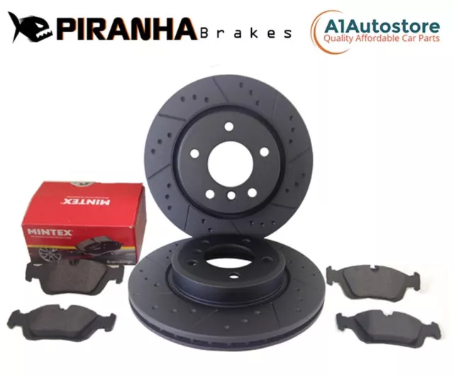 VW Golf 2.3 V5 150bhp 97-00 Front Brake Discs Pads Coated Black Dimpled Grooved