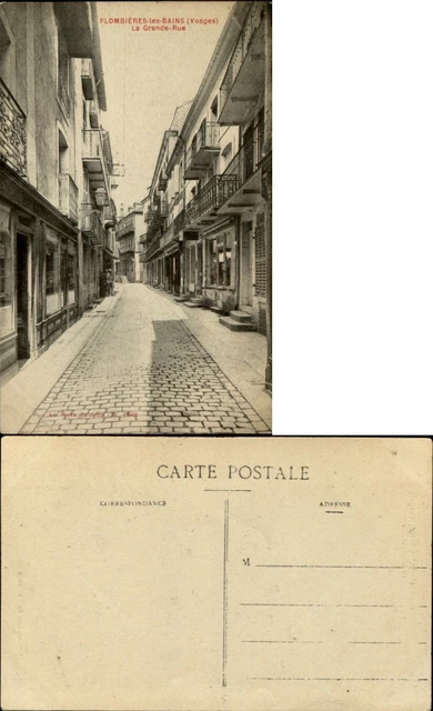 Plombieres-les-Bains Vosges France La Grande Rue ~ vintage postcard
