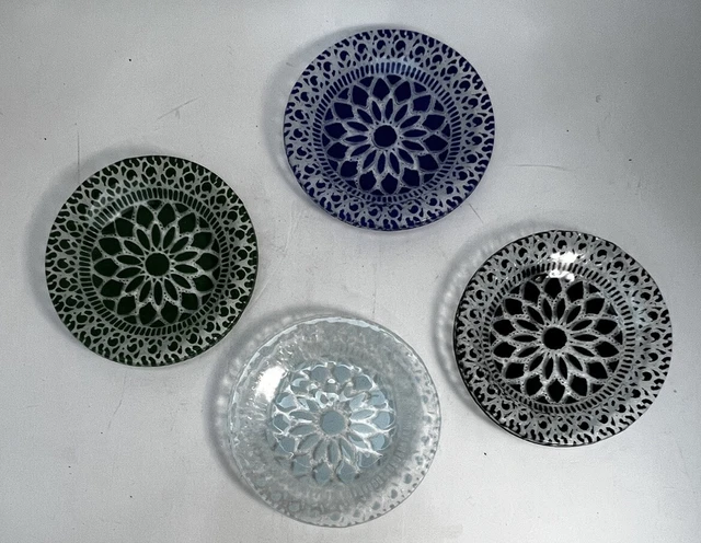Lee Fusion Art Glass Lot of 4 Trinket Dishes Illuminating