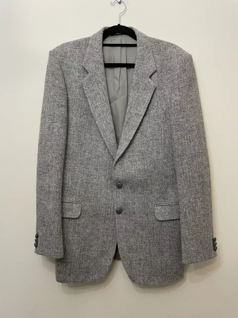Marks Spencer Harris Tweed vintage grey jacket button size 42 L