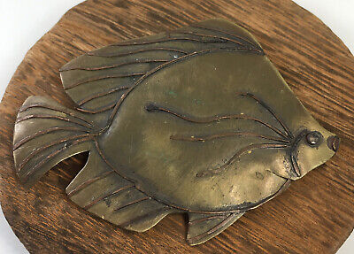 Vintage Fish Brooch Pin Brass And Copper Artisan Hand Made