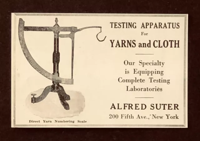 1921 Alfred Suter Advertisement Textile Testing Scale Apparatus Antique Print AD