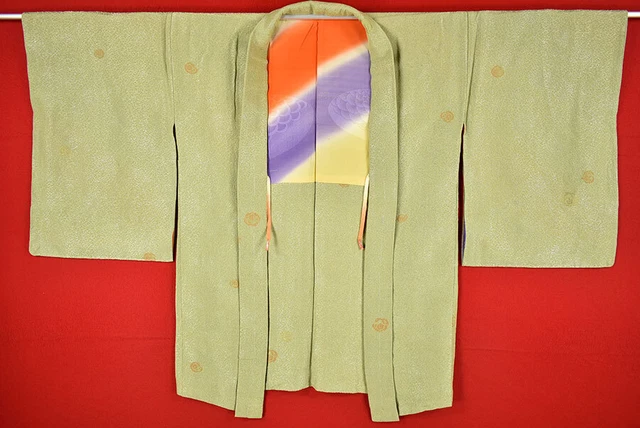 Vintage Japanese Kimono Silk Antique BORO HAORI Kusakizome Woven/A392/680
