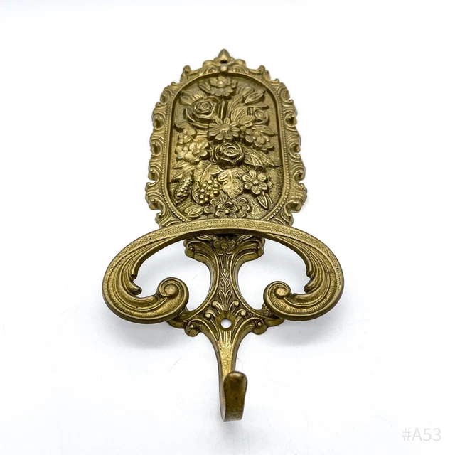 Vintage Brass Coat Hook, Clothes Stand, Coat Hooks - Art Nouveau 24cm 2