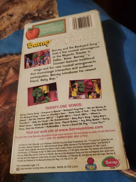 Barney Barney In Concert Vhs 2000 Classic Collection Kids Cartoon Barney Barney In Concert Vhs 2000 Classic Collection Kids Cartoon