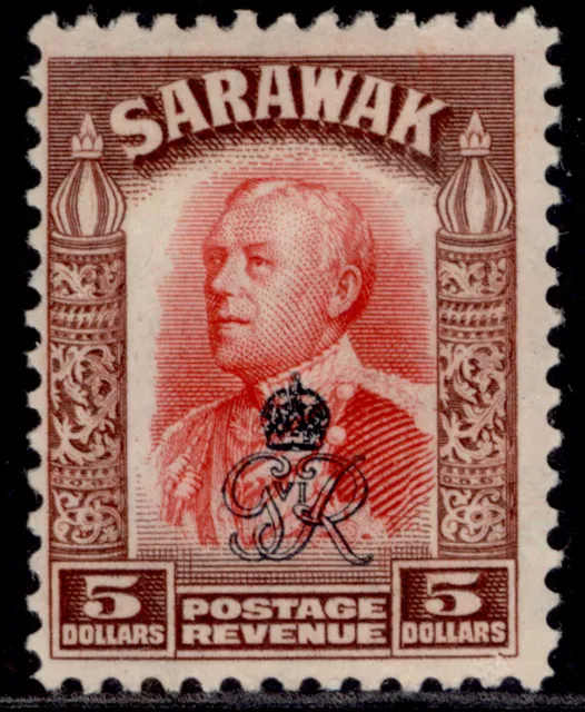 SARAWAK GVI SG164, $5 scarlet & red-brown, M MINT. Cat £13.