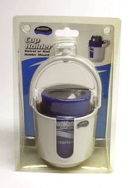 Boatmates Marine Storage Boat Cup Holder Swivel or Rod Mount White New in Pkg.