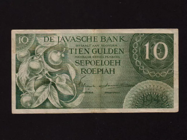 Netherlands Indies:P-89,10 Gulden,1946 * Mangosteen * VF+ *