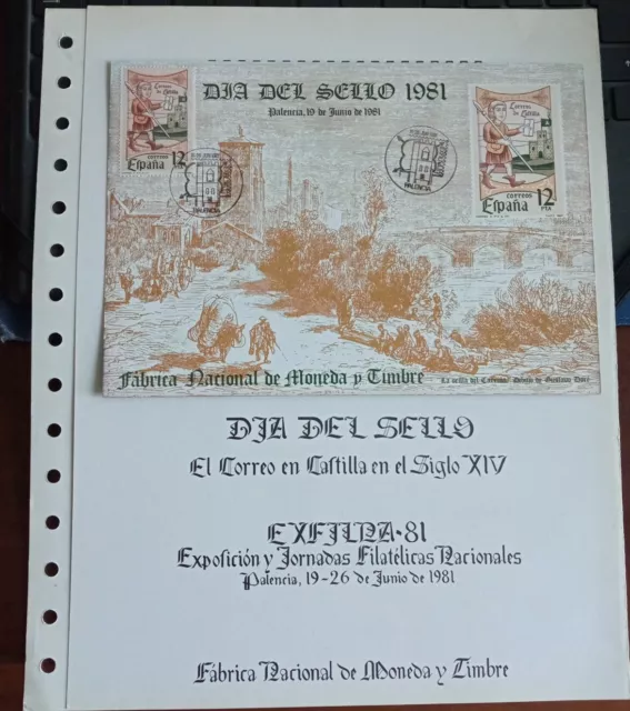 Documento Filatelico España 1981 Fnmt Num 15. Exfilna Palencia + Hoja Recuerdo