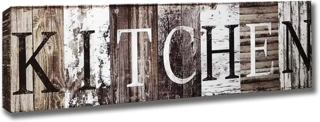 Kitchen Wall Decor Home Sign - Wood Framed Art Canvas Decorative Signs