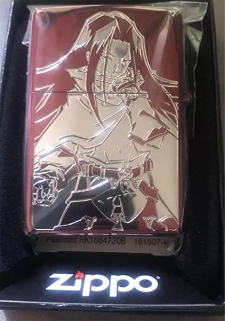 Zippo Oil Lighter Shaman King Hao Red Silver Double Sided Etching Brass Japan