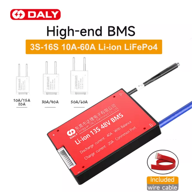 Daly 3S-16S 10A-60A Li-ion LiFePo4 Battery Protection BMS Common Port w/Balance